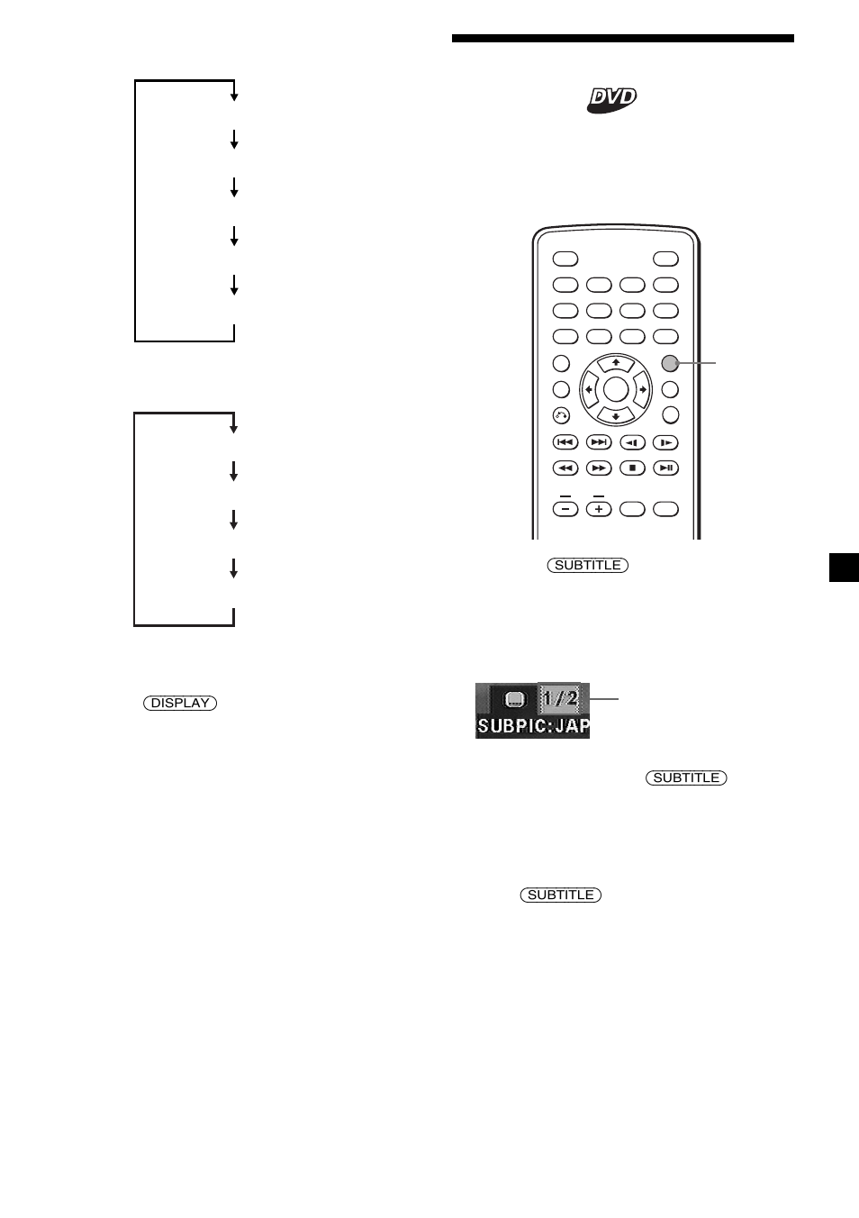 Cambio del idioma de los subtítulos, Para desactivar la información de tiempo, Para desactivar los subtítulos | Ejemplo: indicación de idioma de los subtítulos, Video cd •audio cd | Sony MV-65ST User Manual | Page 89 / 112