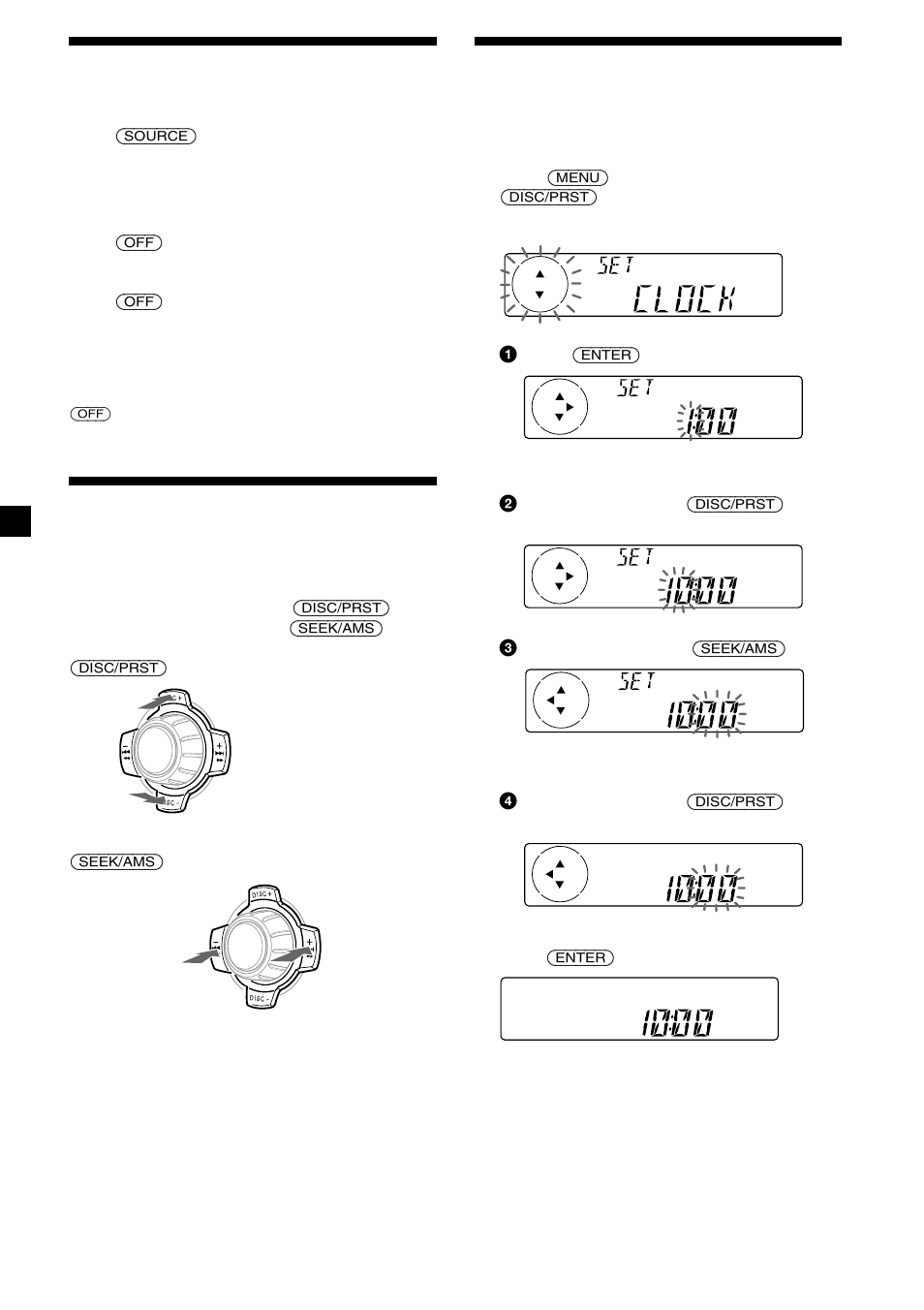8turning the unit on/off, How to use the menu, Setting the clock | Sony CDX-C7050X User Manual | Page 8 / 28