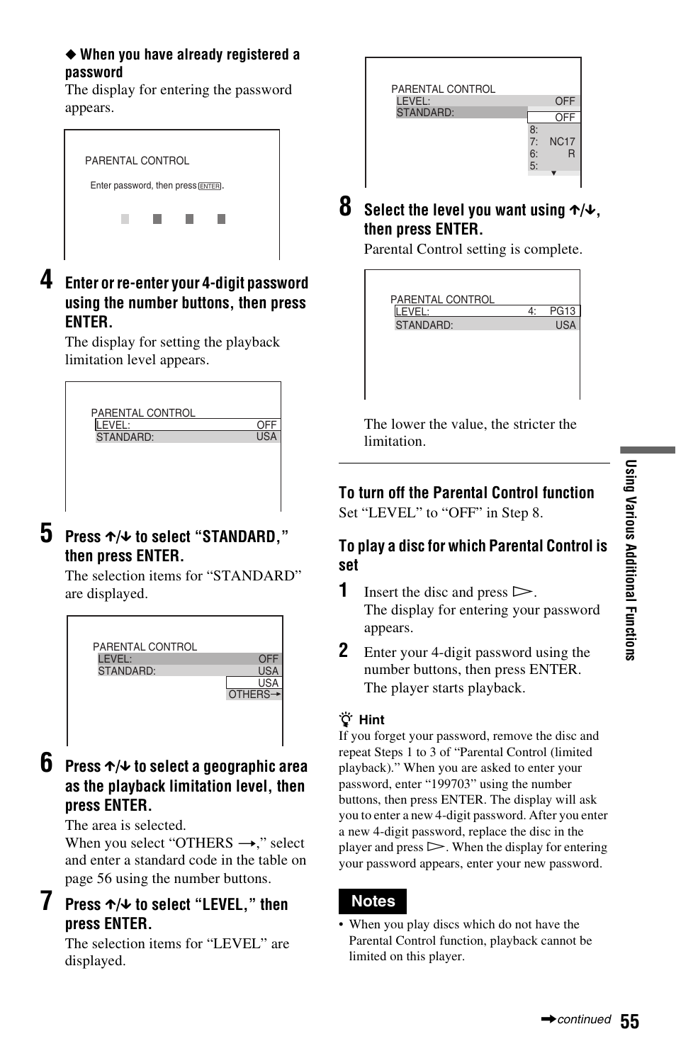 Sony DVP-NS725P User Manual | Page 55 / 72