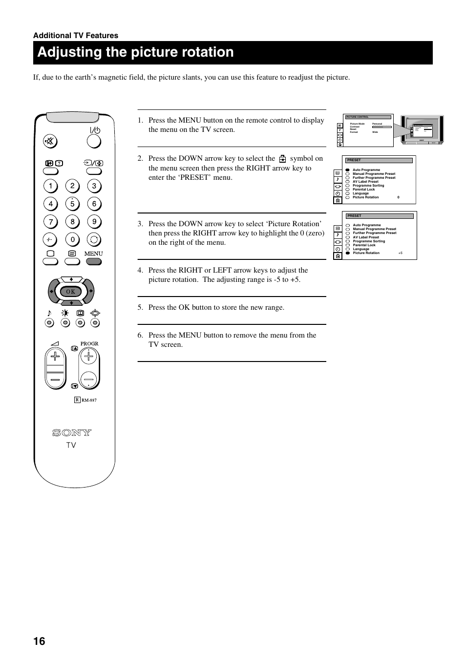 Adjusting the picture rotation | Sony FD Trinitron KV-28FX20U User Manual | Page 18 / 30