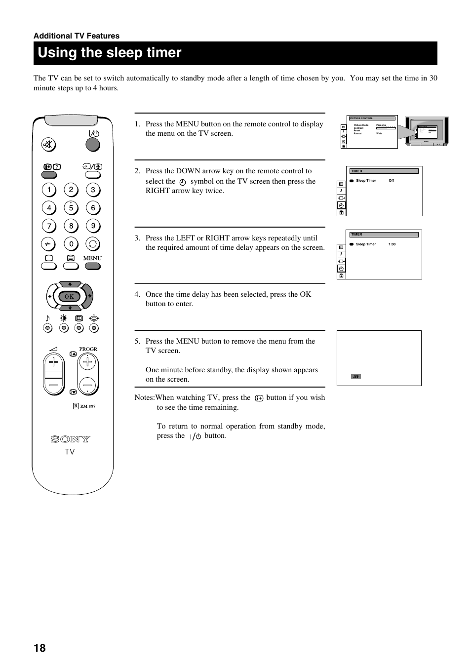 Using the sleep timer | Sony FD Trinitron KV-28FX20U User Manual | Page 20 / 30