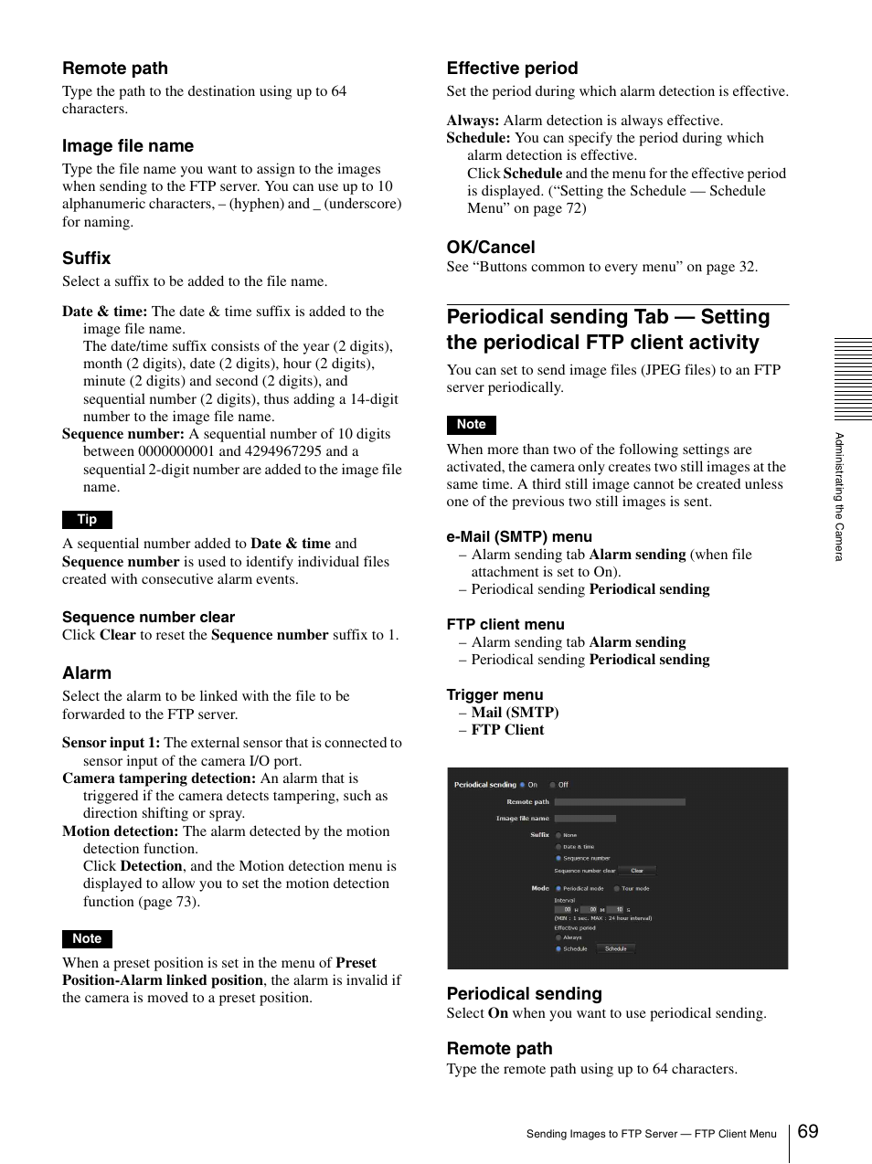 Periodical sending tab — setting the periodical, Ftp client activity | Sony SNC-DH210T User Manual | Page 69 / 97