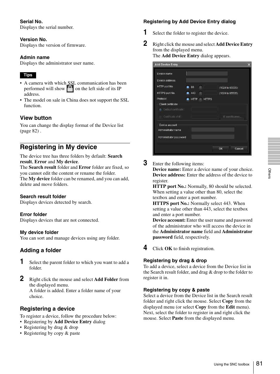 Registering in my device | Sony SNC-DH210T User Manual | Page 81 / 97