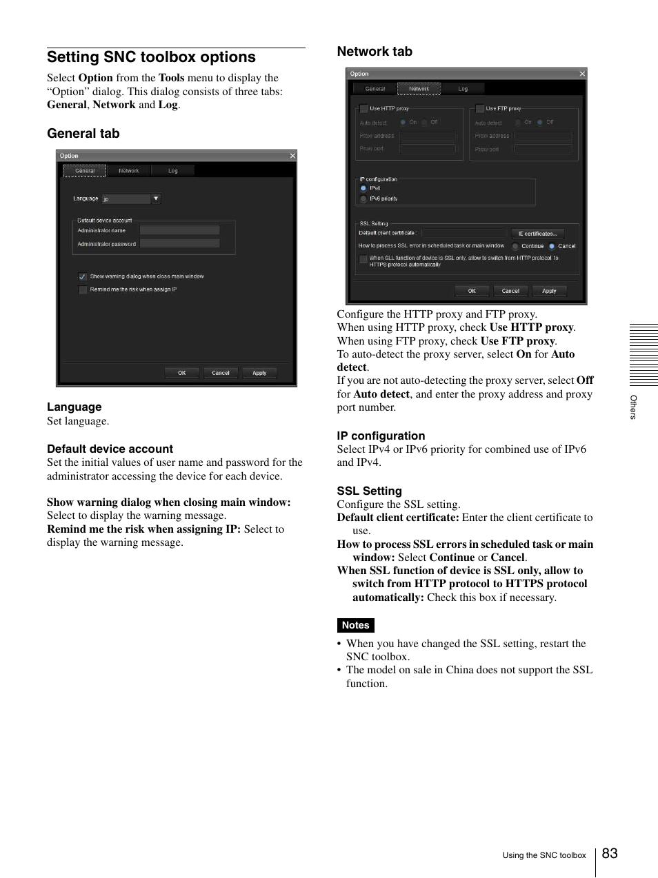 Setting snc toolbox options | Sony SNC-DH210T User Manual | Page 83 / 97