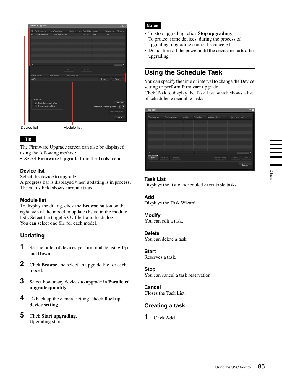 Using the schedule task | Sony SNC-DH210T User Manual | Page 85 / 97