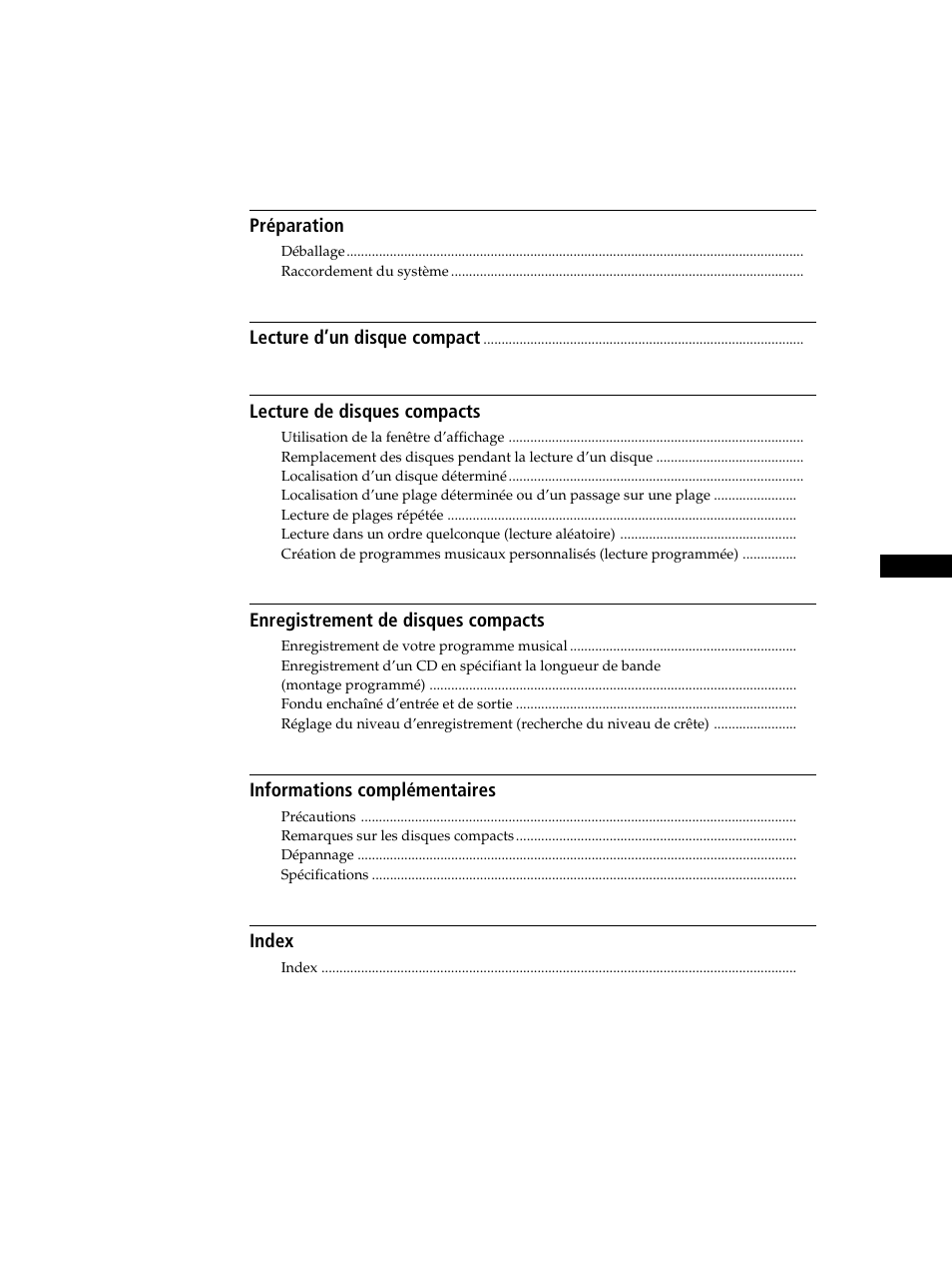 Able des matieres | Sony CDP-CE245 User Manual | Page 21 / 56