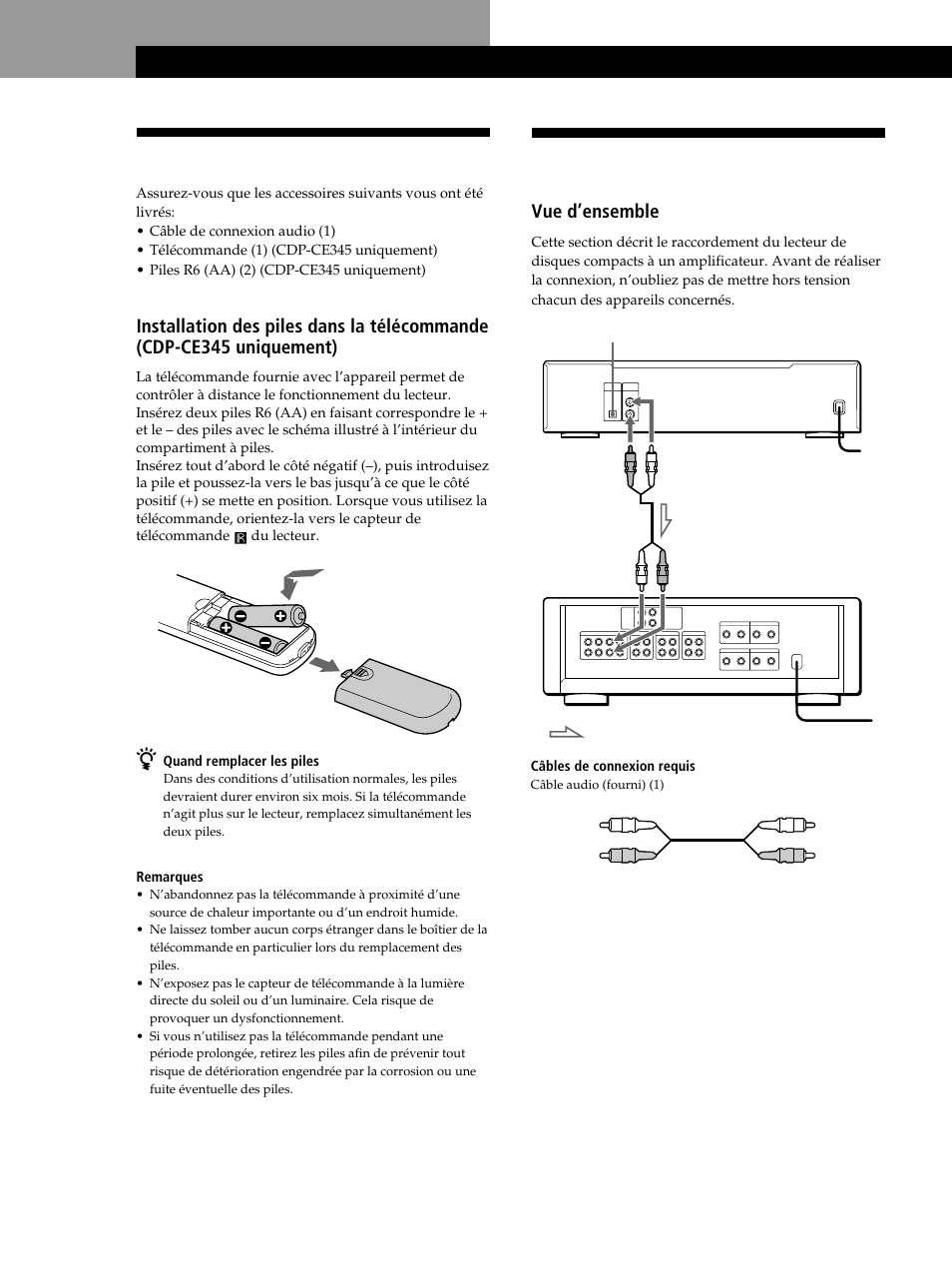 Déballage, Raccordement du système, Préparation | Vue d’ensemble | Sony CDP-CE245 User Manual | Page 22 / 56