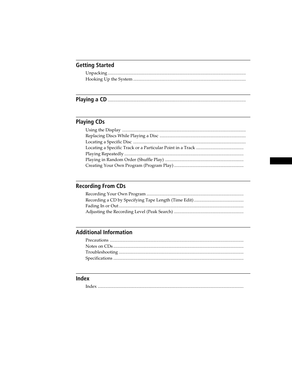 Able of contents | Sony CDP-CE245 User Manual | Page 3 / 56