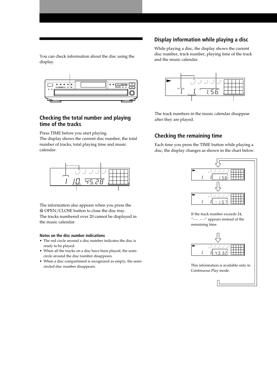 Using the display, Playing cds, Checking the remaining time | Sony CDP-CE245 User Manual | Page 8 / 56