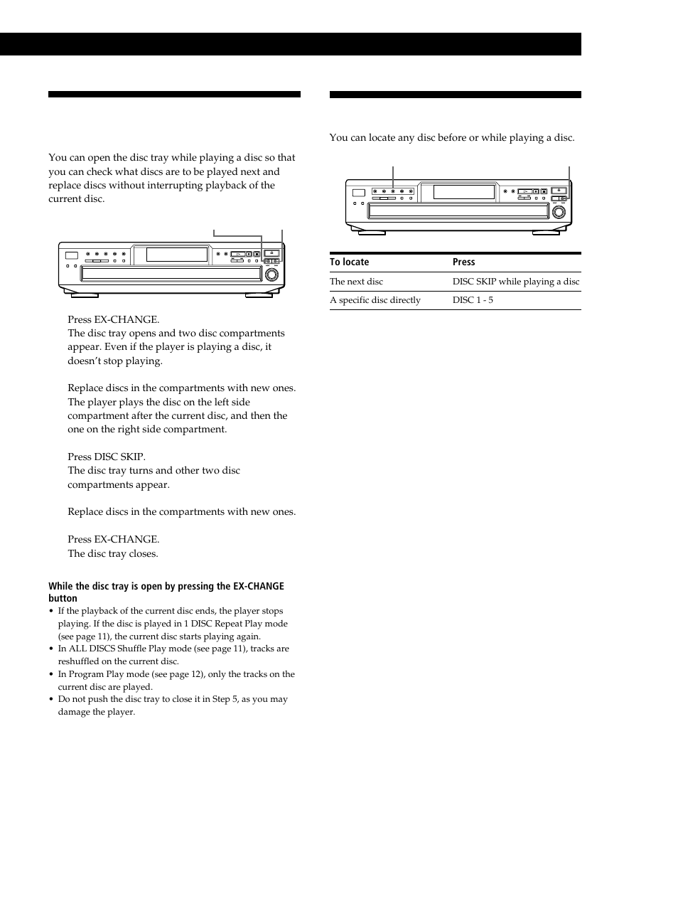 Replacing discs while playing a disc, Locating a specific disc, Playing cds | Sony CDP-CE245 User Manual | Page 9 / 56