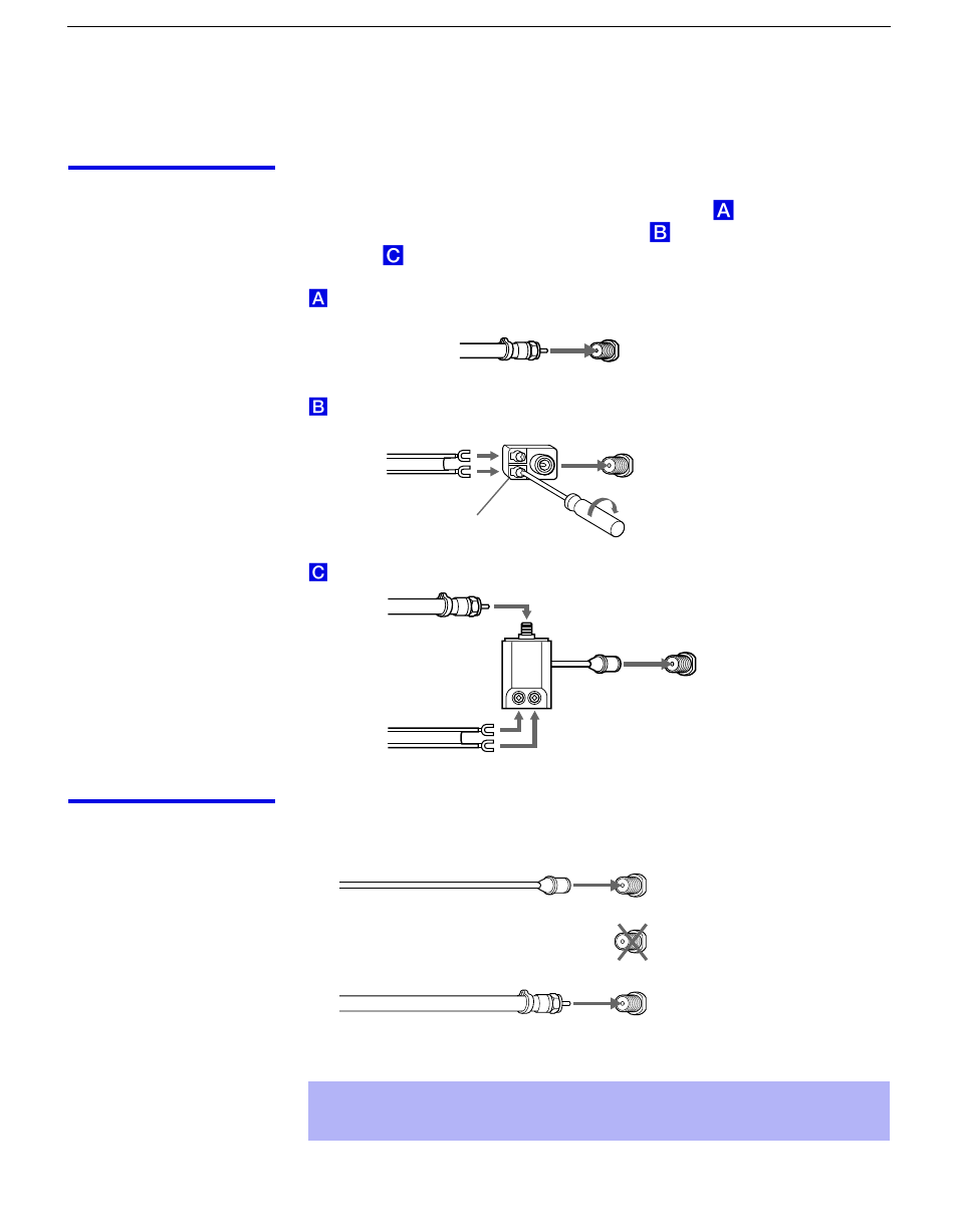 Basic connections (connecting cable tv or antenna), Connecting directly to cable or an antenna, Cable and antenna | Basic connections (connecting cable tv or, Antenna) | Sony KP 57HW40 User Manual | Page 16 / 83