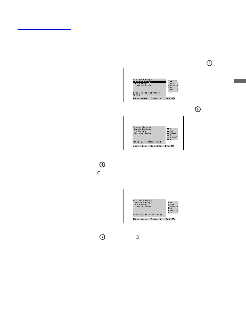 Using custom rating options | Sony KP 57HW40 User Manual | Page 63 / 83