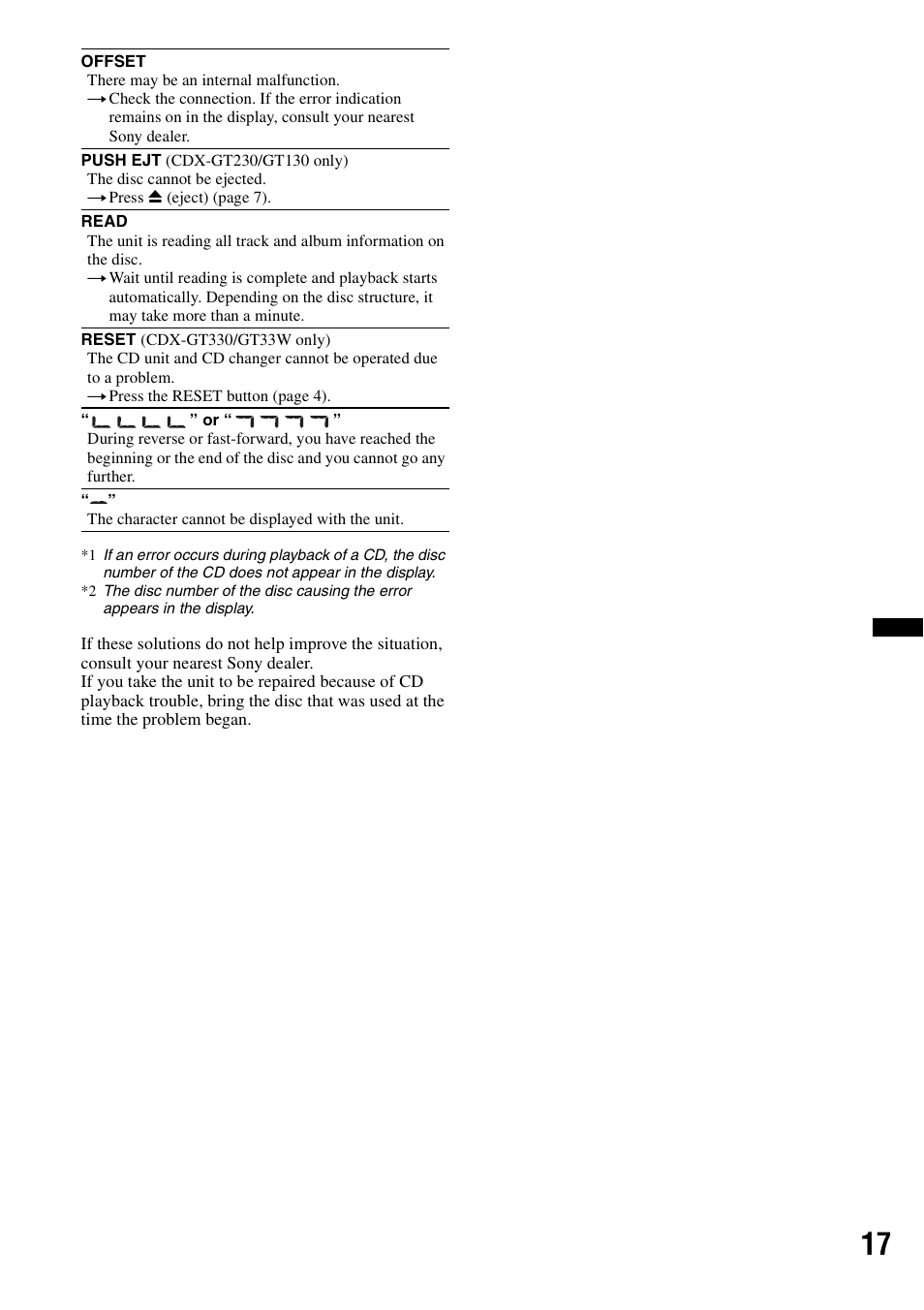 Sony CDX-GT330 User Manual | Page 17 / 56