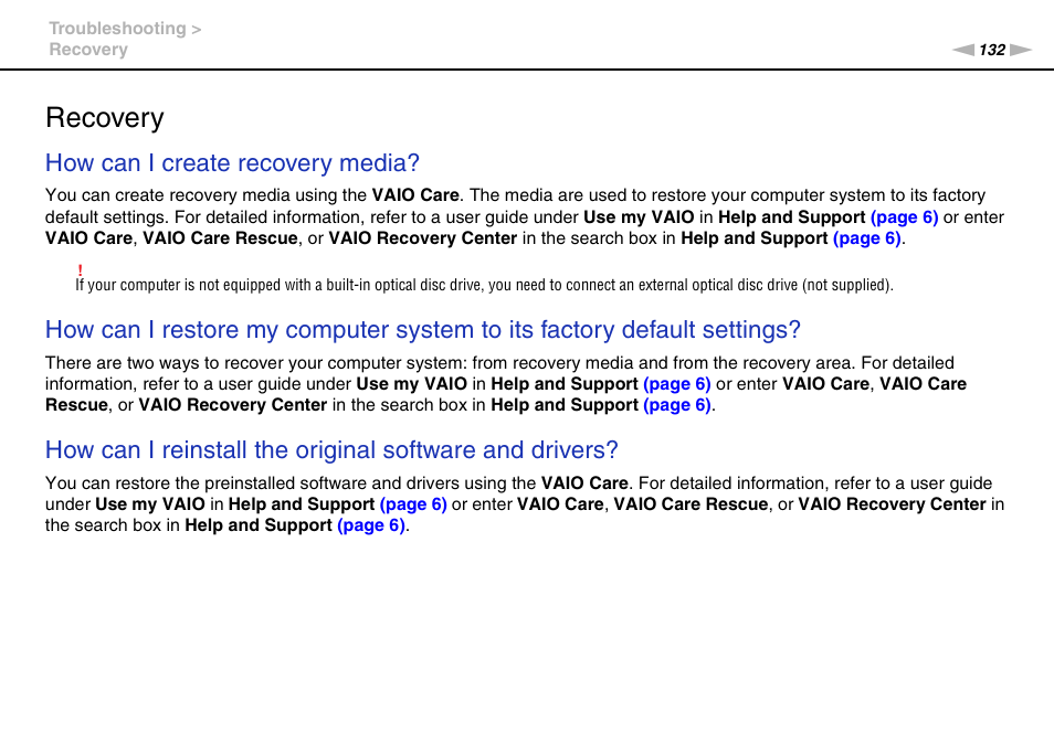 Recovery, How can i create recovery media | Sony VAIO VPCF12 Series User Manual | Page 132 / 172