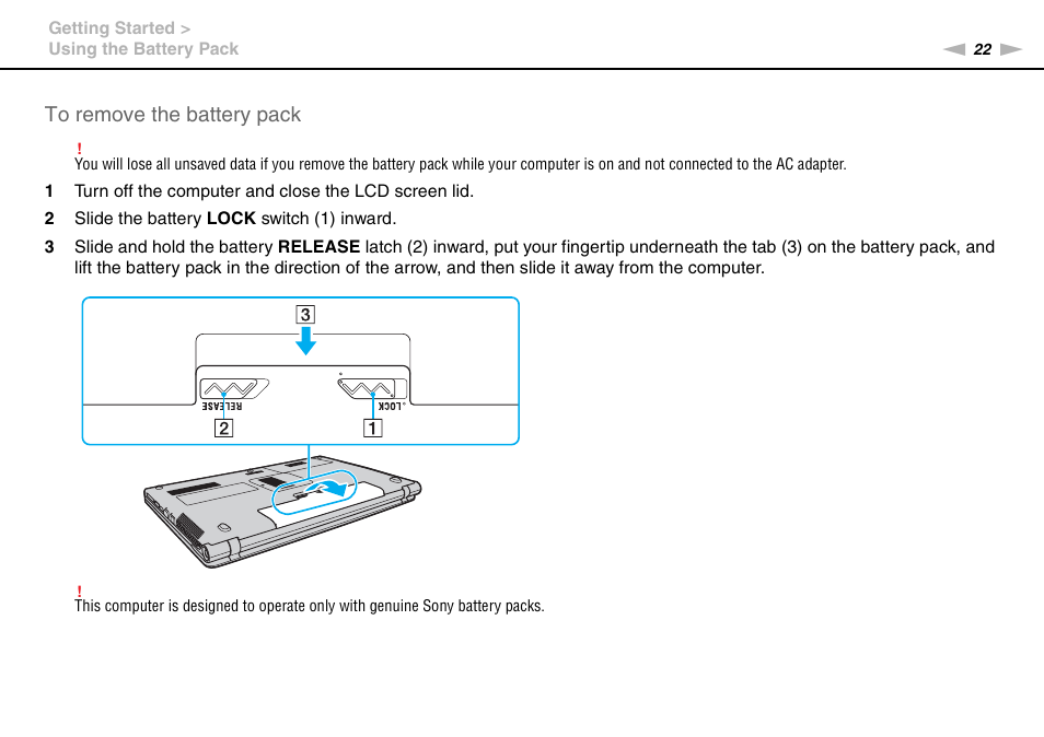 Sony VAIO VPCF12 Series User Manual | Page 22 / 172