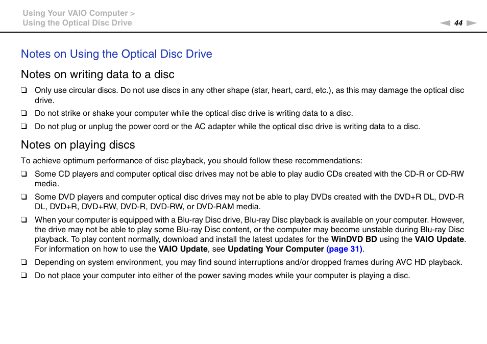 Sony VAIO VPCF12 Series User Manual | Page 44 / 172