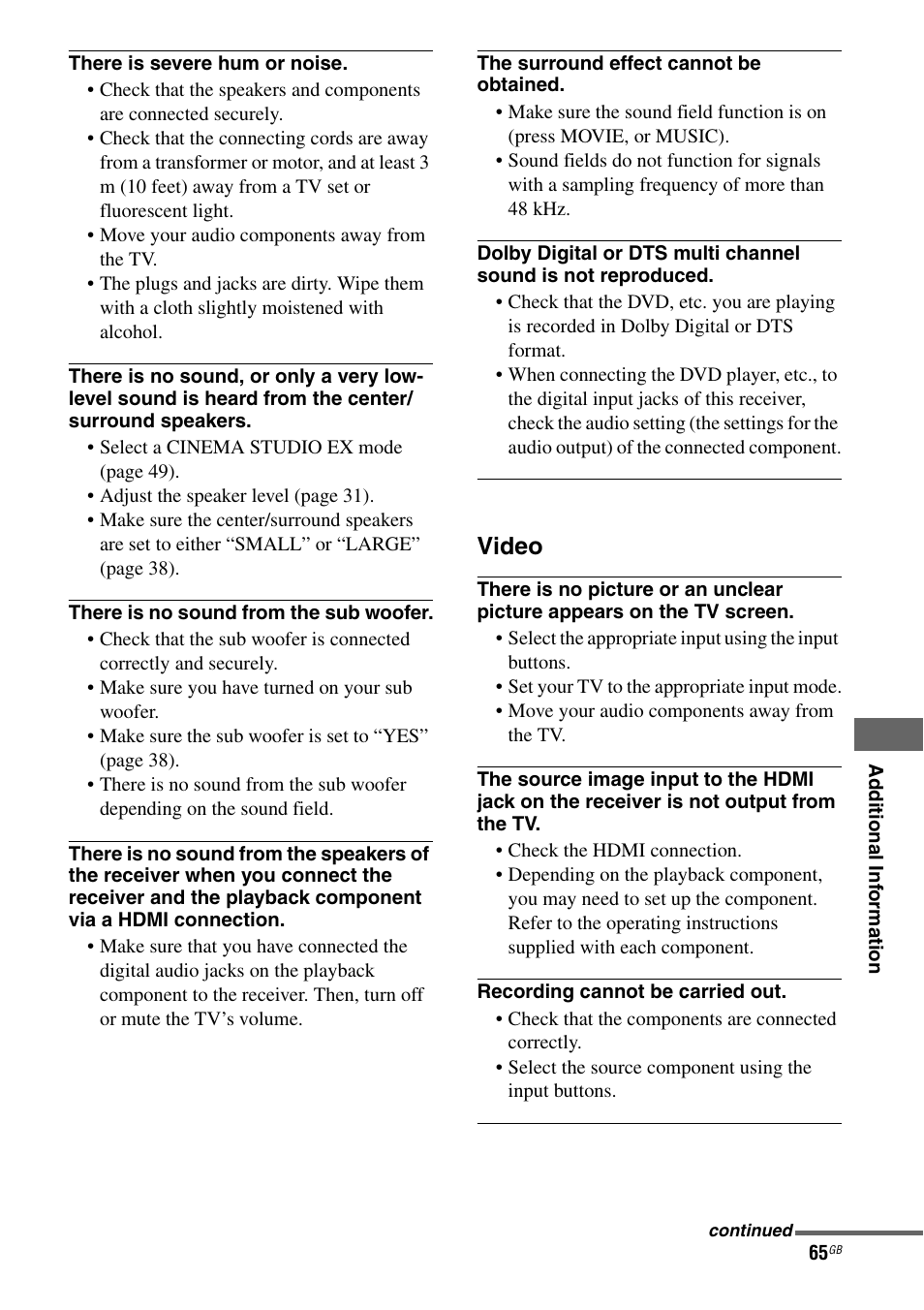 Sony STRDG510 User Manual | Page 65 / 72