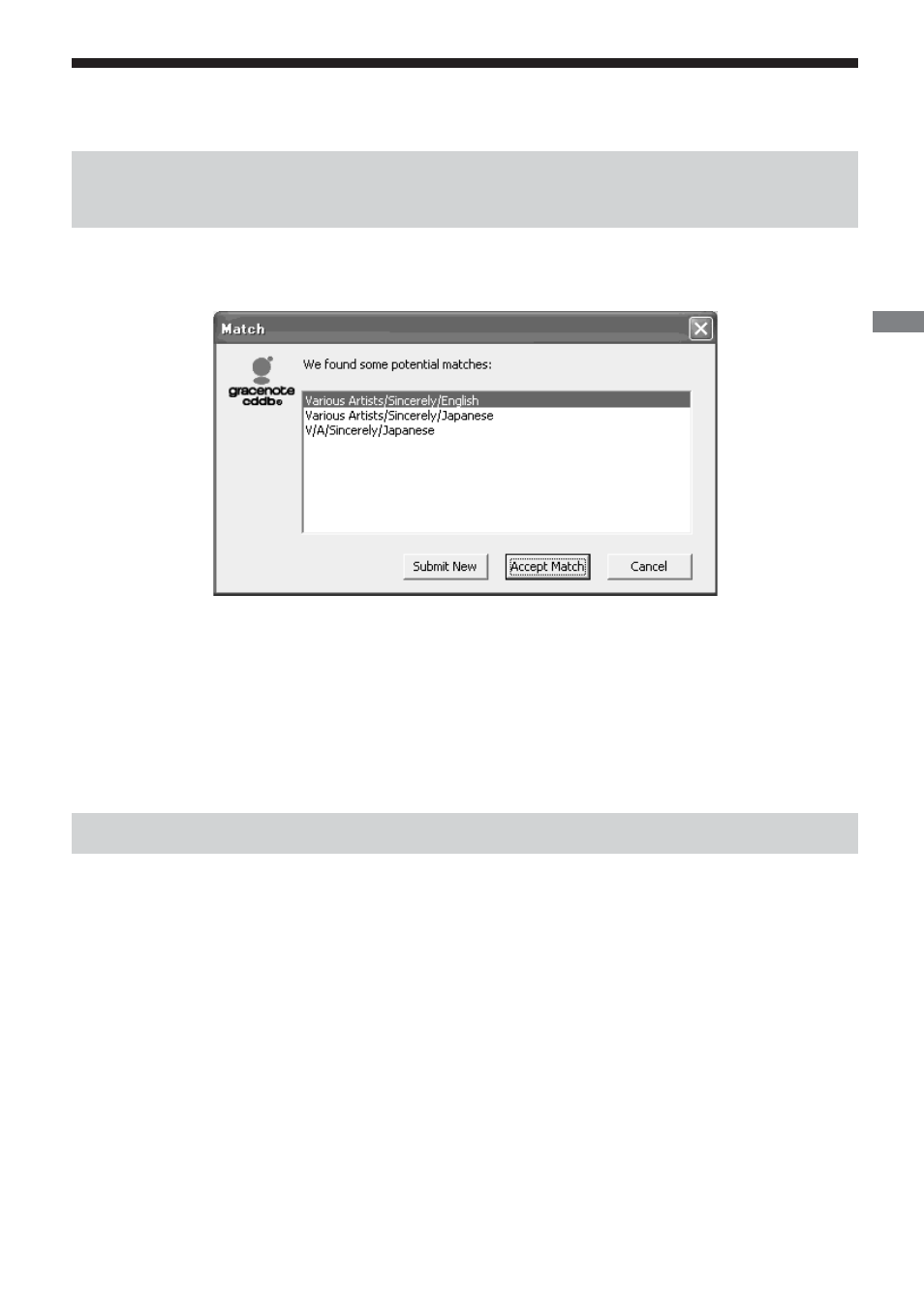 Viewing cddb information, Confirming cd information registered in the cddb, Sending cd information to the cddb | Confirming cd information registered, In the cddb, Sending cd information to, The cddb | Sony SonicStage Simple Burner User Manual | Page 25 / 36