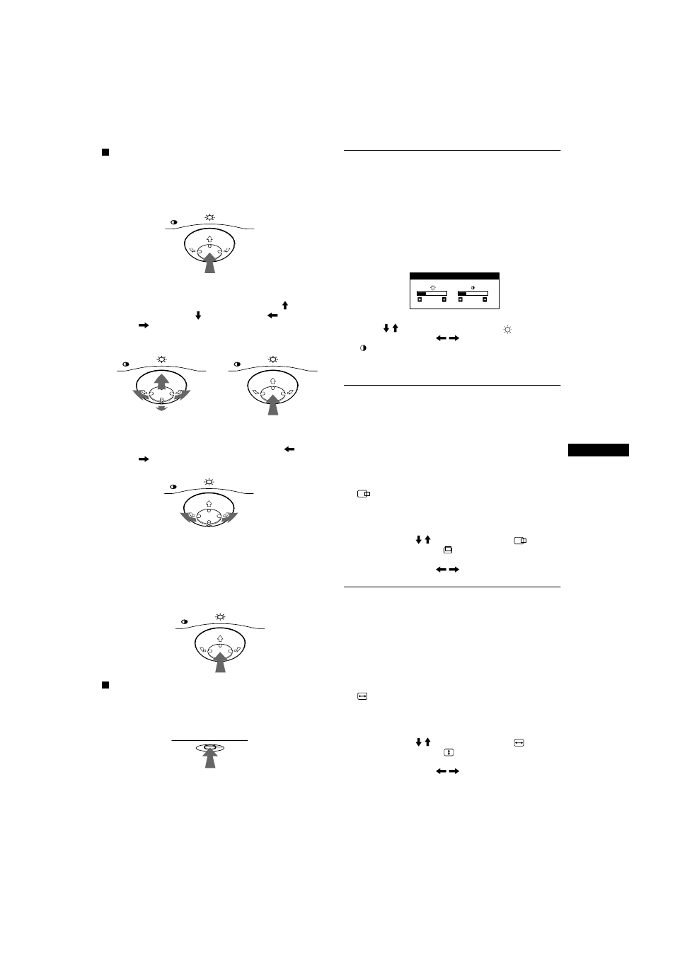 Réglage de la luminosité et du contraste, Réglage du centrage de l’image (centre), Réglage de la taille de l’image (taille) | Sony CPD-E200 User Manual | Page 23 / 48