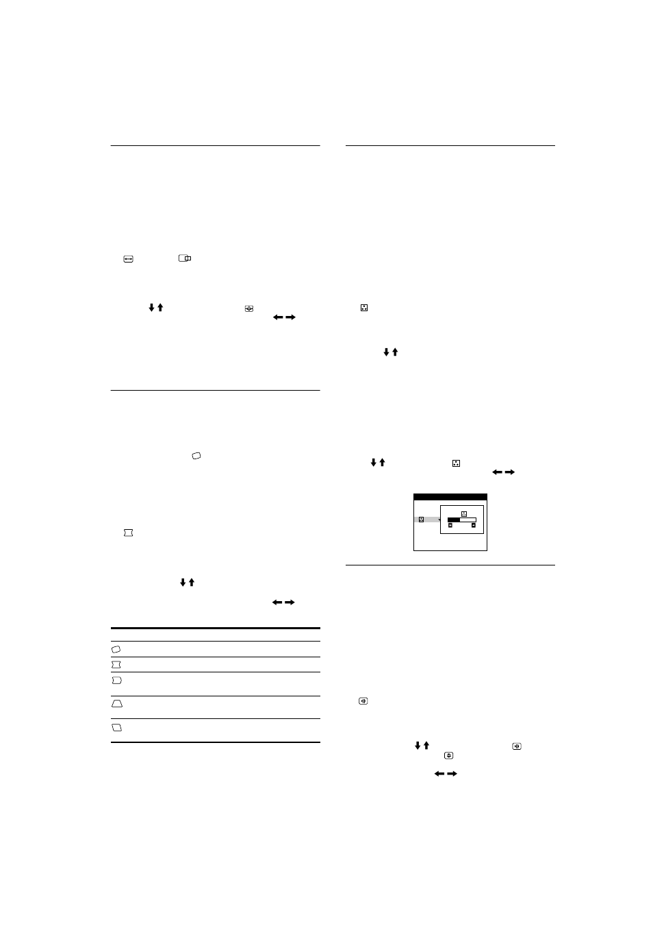 Agrandir ou réduire l’image (zoom), Réglage de la forme de l’image (geom), Réglage de la couleur de l’image (coul.) | Réglage de la convergence (conv) | Sony CPD-E200 User Manual | Page 24 / 48