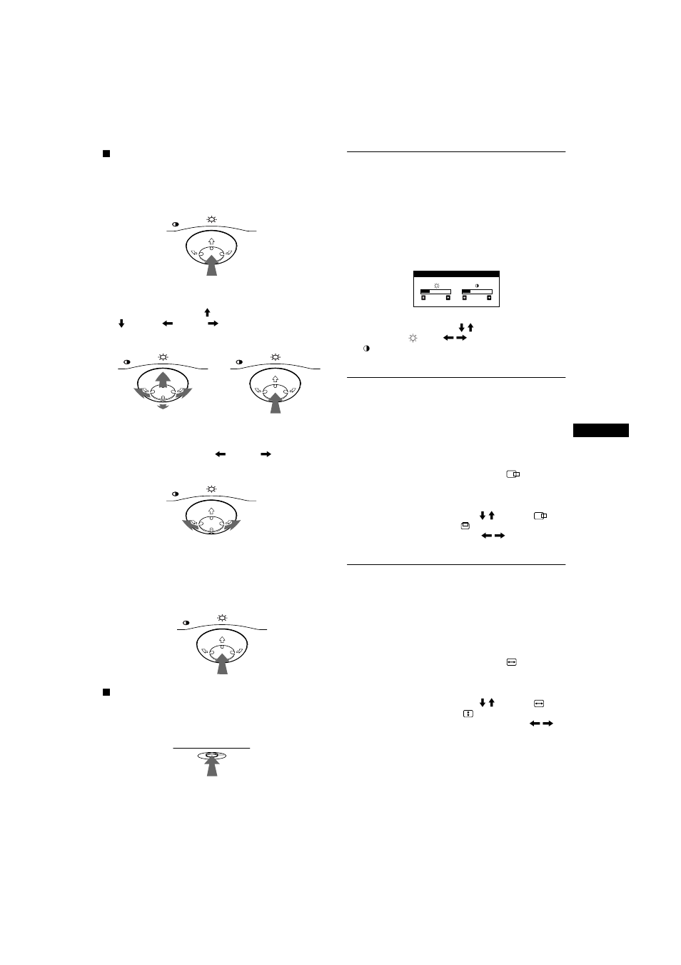 Adjusting the brightness and contrast, Adjusting the centering of the picture (center), Adjusting the size of the picture (size) | Sony CPD-E200 User Manual | Page 9 / 48