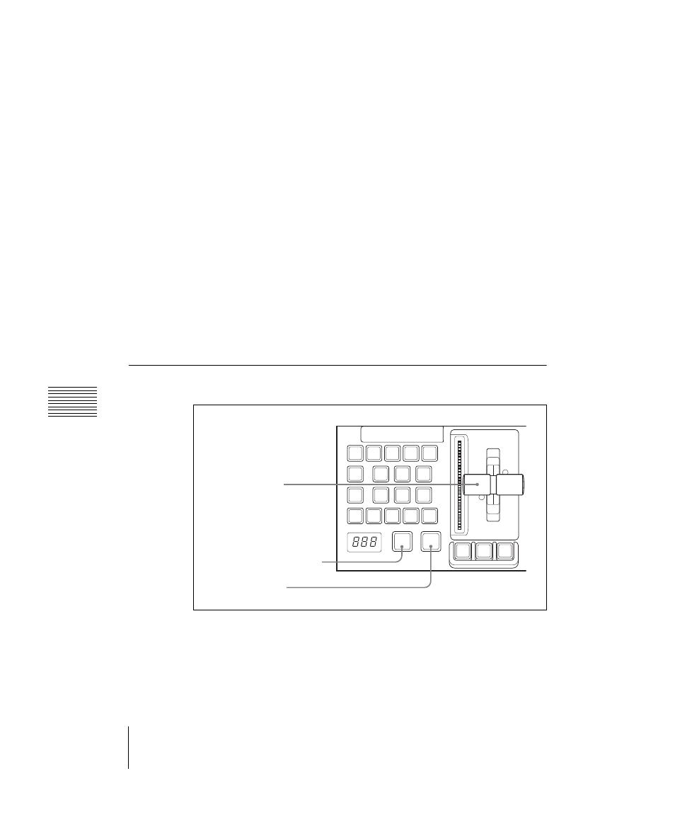 Executing an auto transition, Chapter 3 t ransitions, Masterpage:left | Executing a transition, Transition control block, Fader lever auto trans button cut button | Sony DVS-9000 User Manual | Page 192 / 300