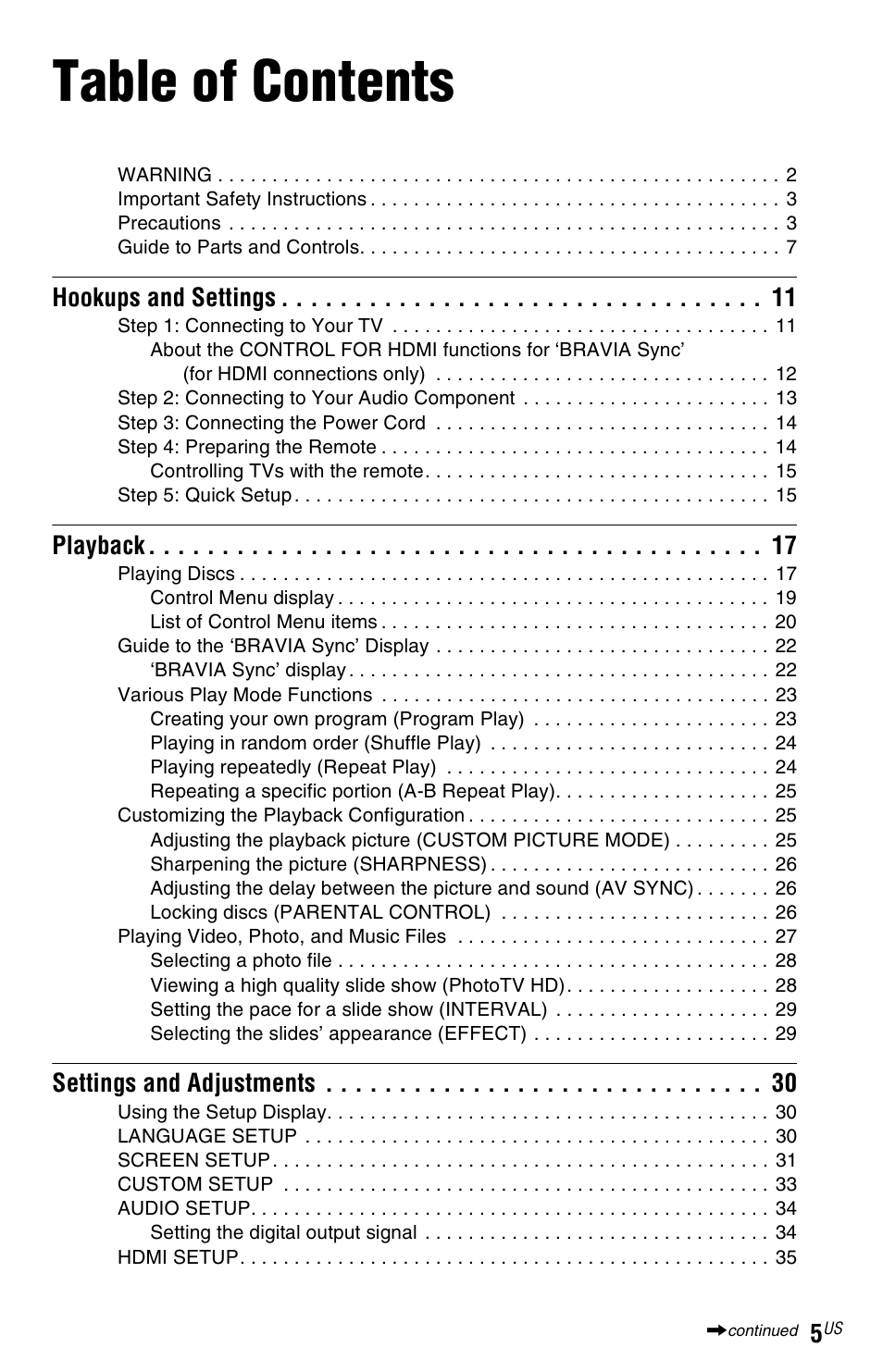 Sony DVP-NS611H User Manual | Page 5 / 56