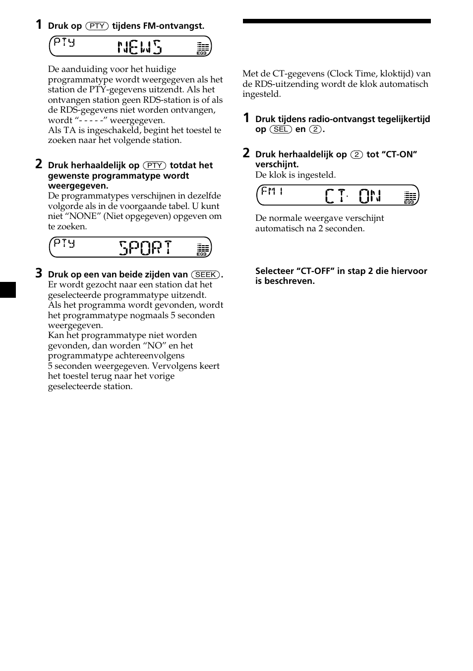 De klok automatisch instellen | Sony XR-CA370X User Manual | Page 102 / 112