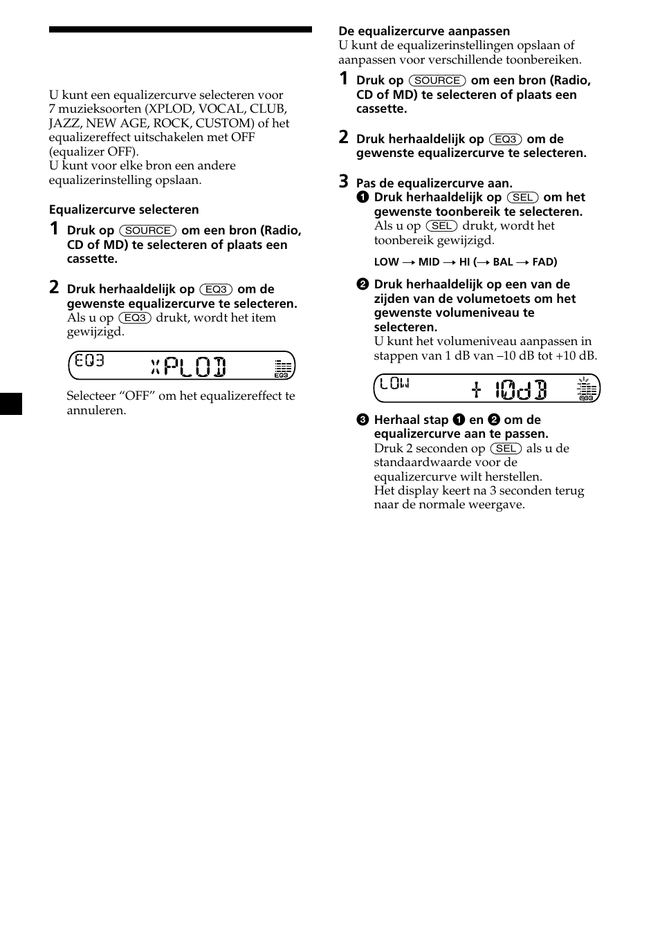 16 de equalizer instellen | Sony XR-CA370X User Manual | Page 104 / 112