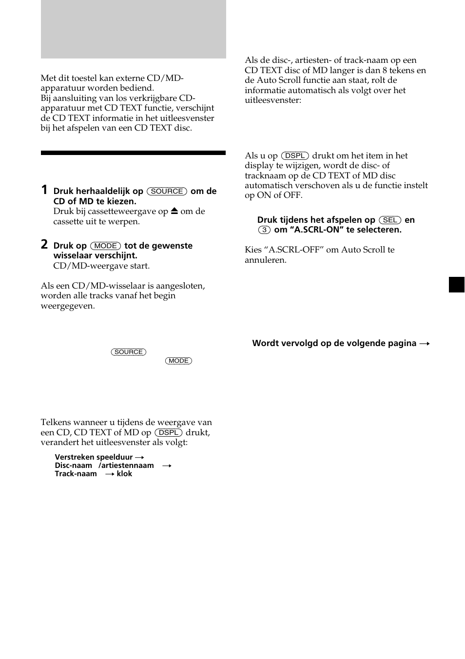 Cd/md-apparatuur, Een cd of md afspelen | Sony XR-CA370X User Manual | Page 105 / 112