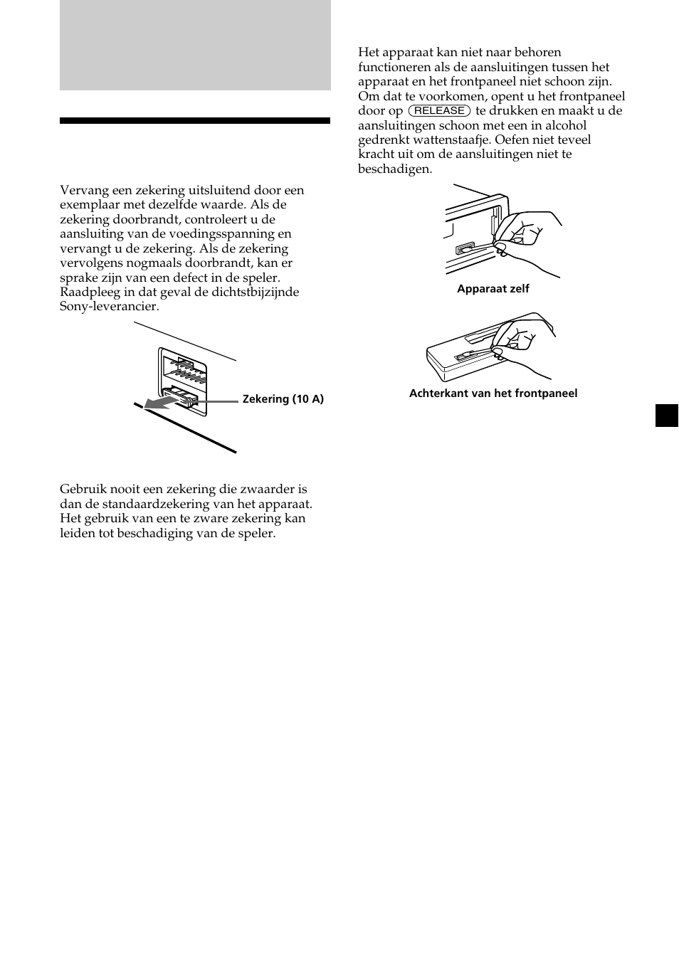 Aanvullende informatie, Onderhoud | Sony XR-CA370X User Manual | Page 107 / 112