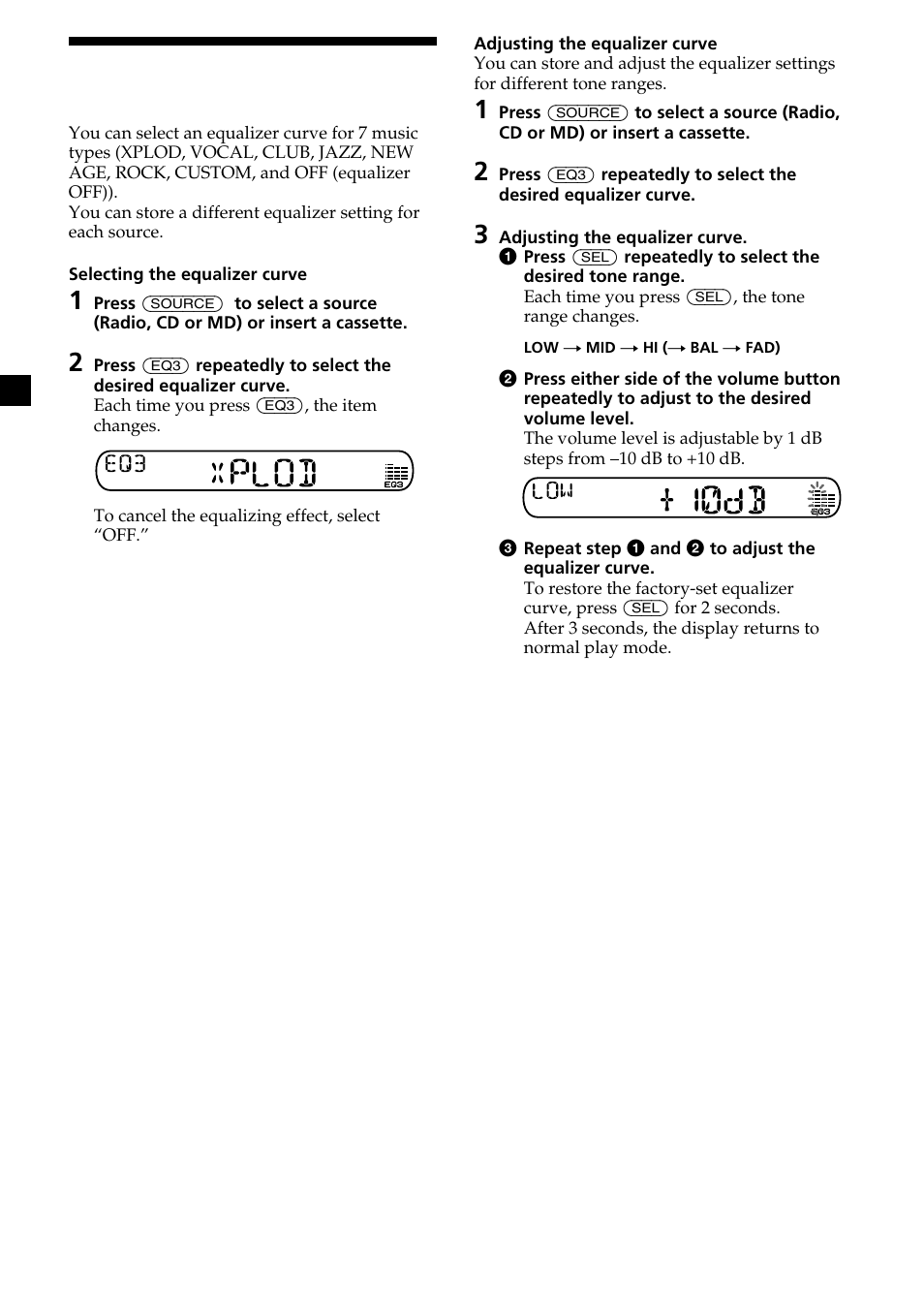 16 setting the equalizer | Sony XR-CA370X User Manual | Page 16 / 112