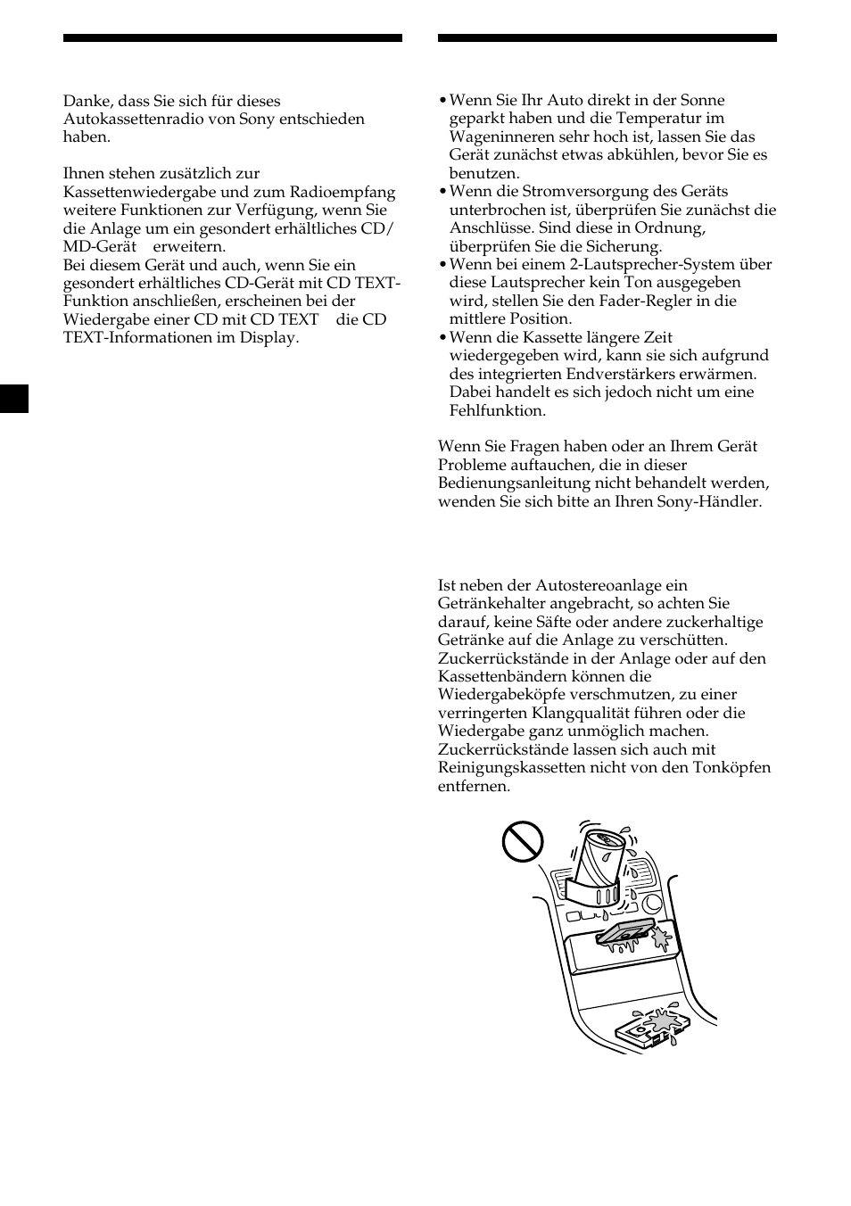 Willkommen! sicherheitsmaßnahmen | Sony XR-CA370X User Manual | Page 24 / 112