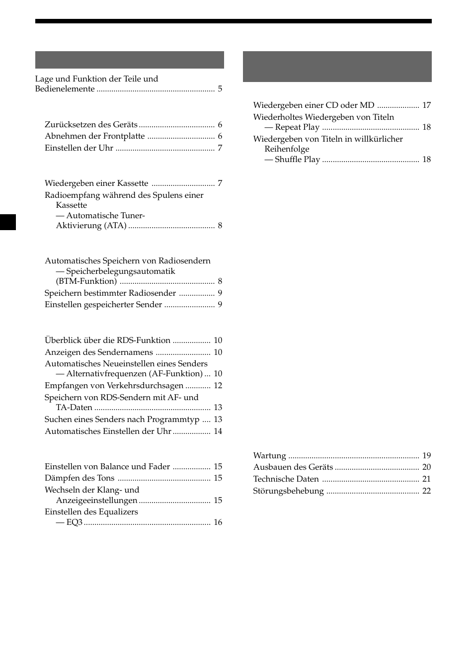 4inhalt | Sony XR-CA370X User Manual | Page 26 / 112