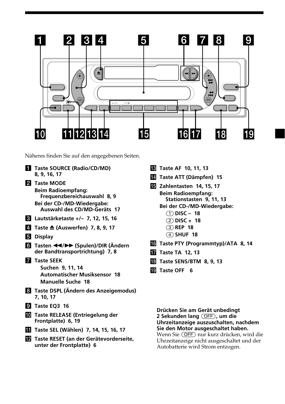 Lage und funktion der teile und bedienelemente | Sony XR-CA370X User Manual | Page 27 / 112