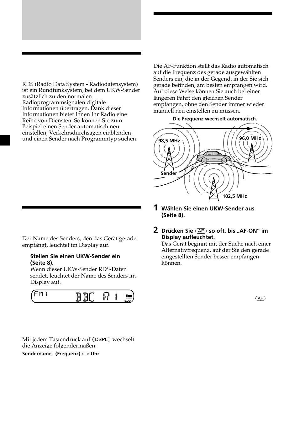 Überblick über die rds- funktion, Anzeigen des sendernamens, Automatisches neueinstellen eines senders | Sony XR-CA370X User Manual | Page 32 / 112