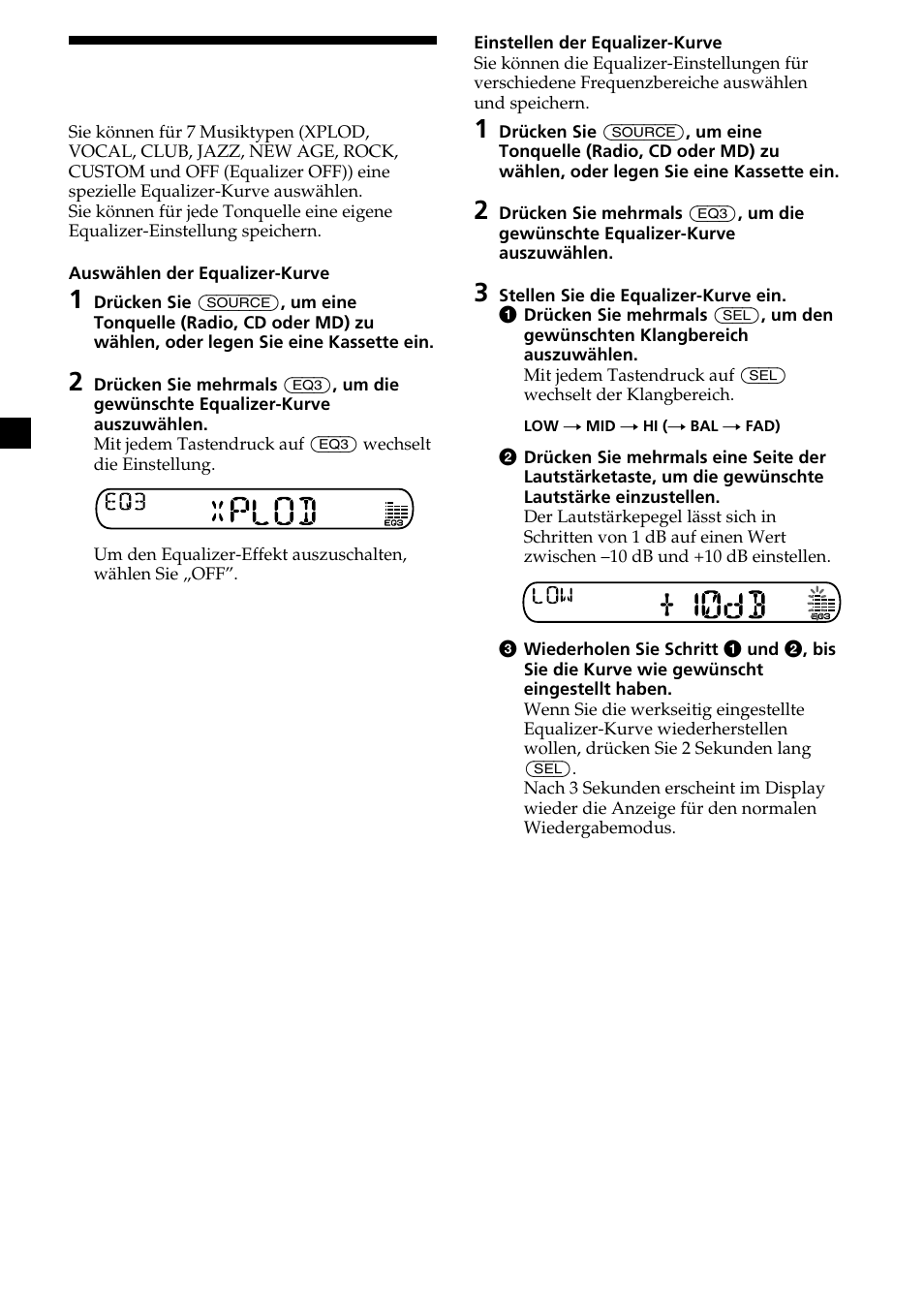 16 einstellen des equalizers | Sony XR-CA370X User Manual | Page 38 / 112