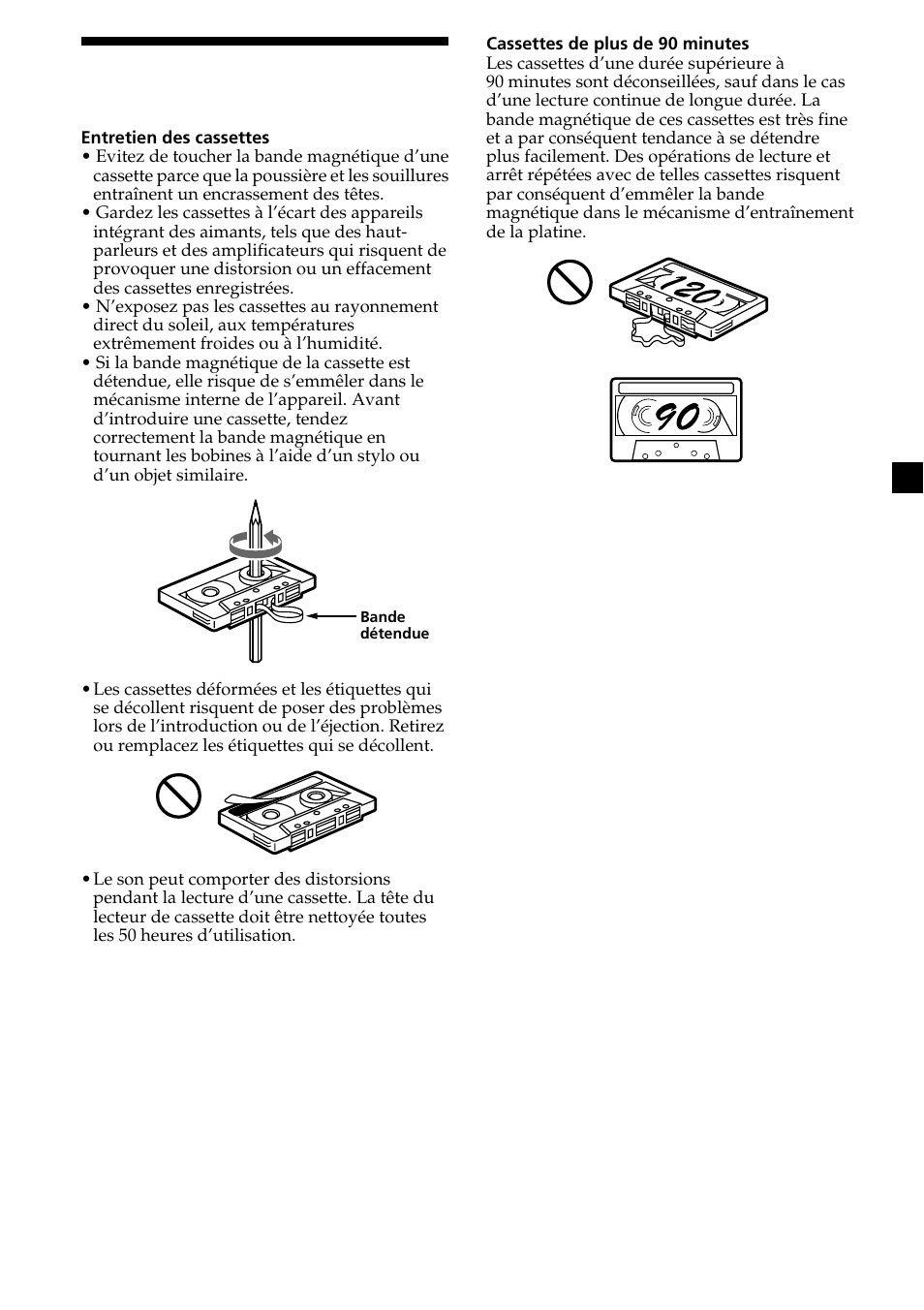 Remarques à propos des cassettes | Sony XR-CA370X User Manual | Page 47 / 112