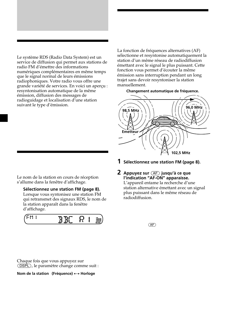 10 resyntonisation automatique de la même émission, Aperçu de la fonction rds, Affichage du nom de la station | Sony XR-CA370X User Manual | Page 54 / 112