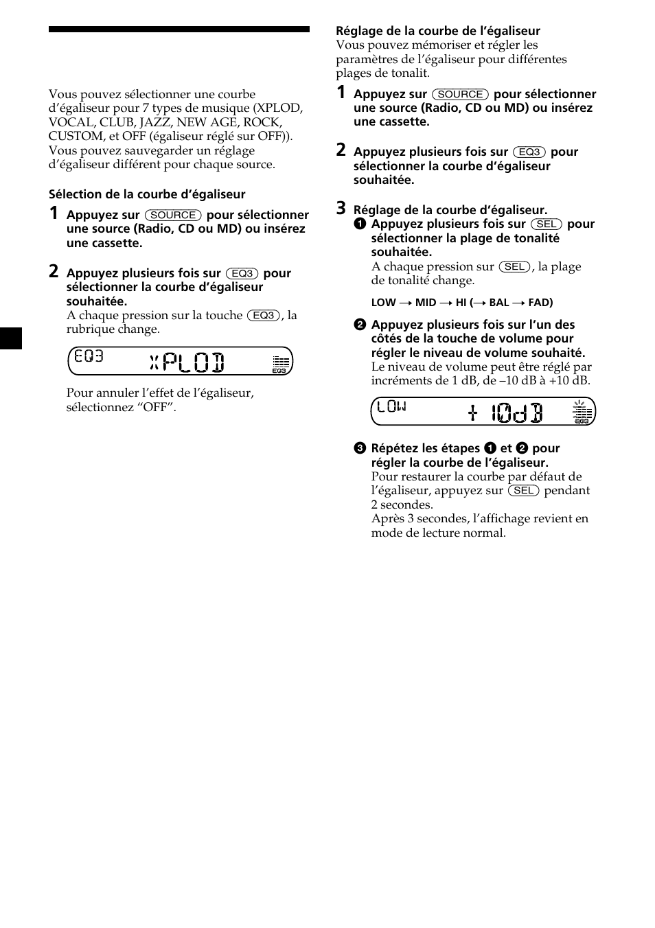 16 réglage de l’égaliseur | Sony XR-CA370X User Manual | Page 60 / 112