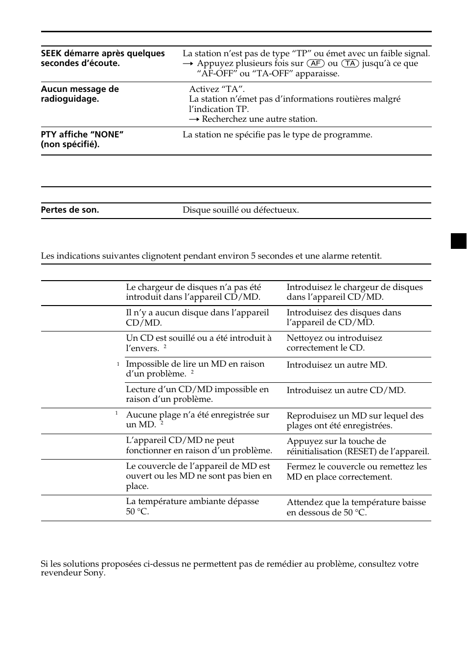 No mag no disc error blank reset not ready hi temp | Sony XR-CA370X User Manual | Page 67 / 112