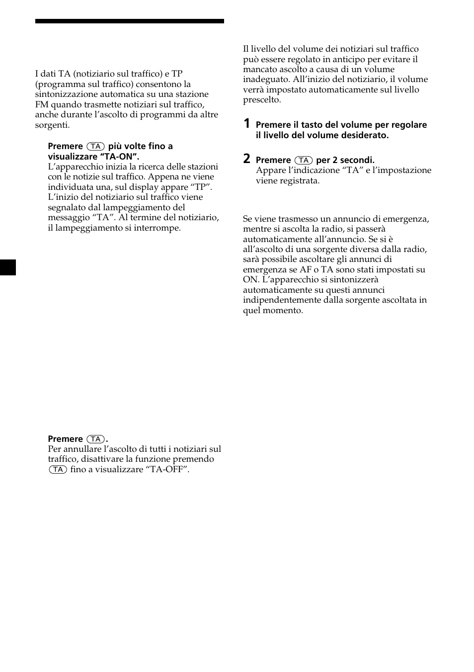 Ascolto di notiziari sul traffico | Sony XR-CA370X User Manual | Page 78 / 112