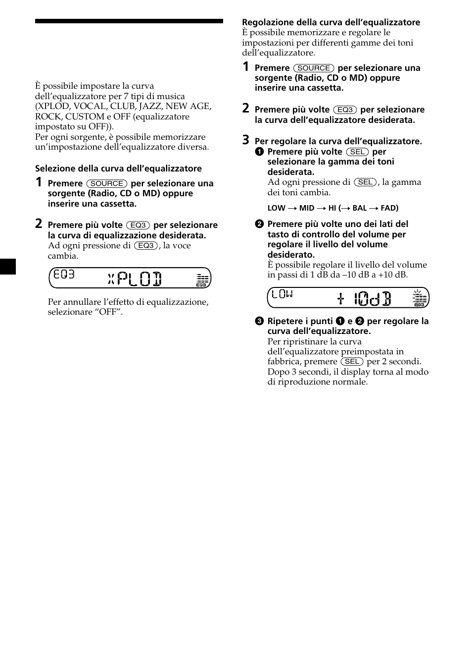 16 impostazione dell’equalizzatore | Sony XR-CA370X User Manual | Page 82 / 112