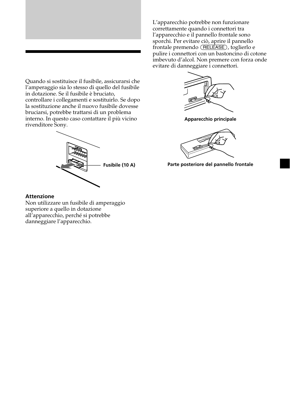 Altre informazioni, Manutenzione | Sony XR-CA370X User Manual | Page 85 / 112