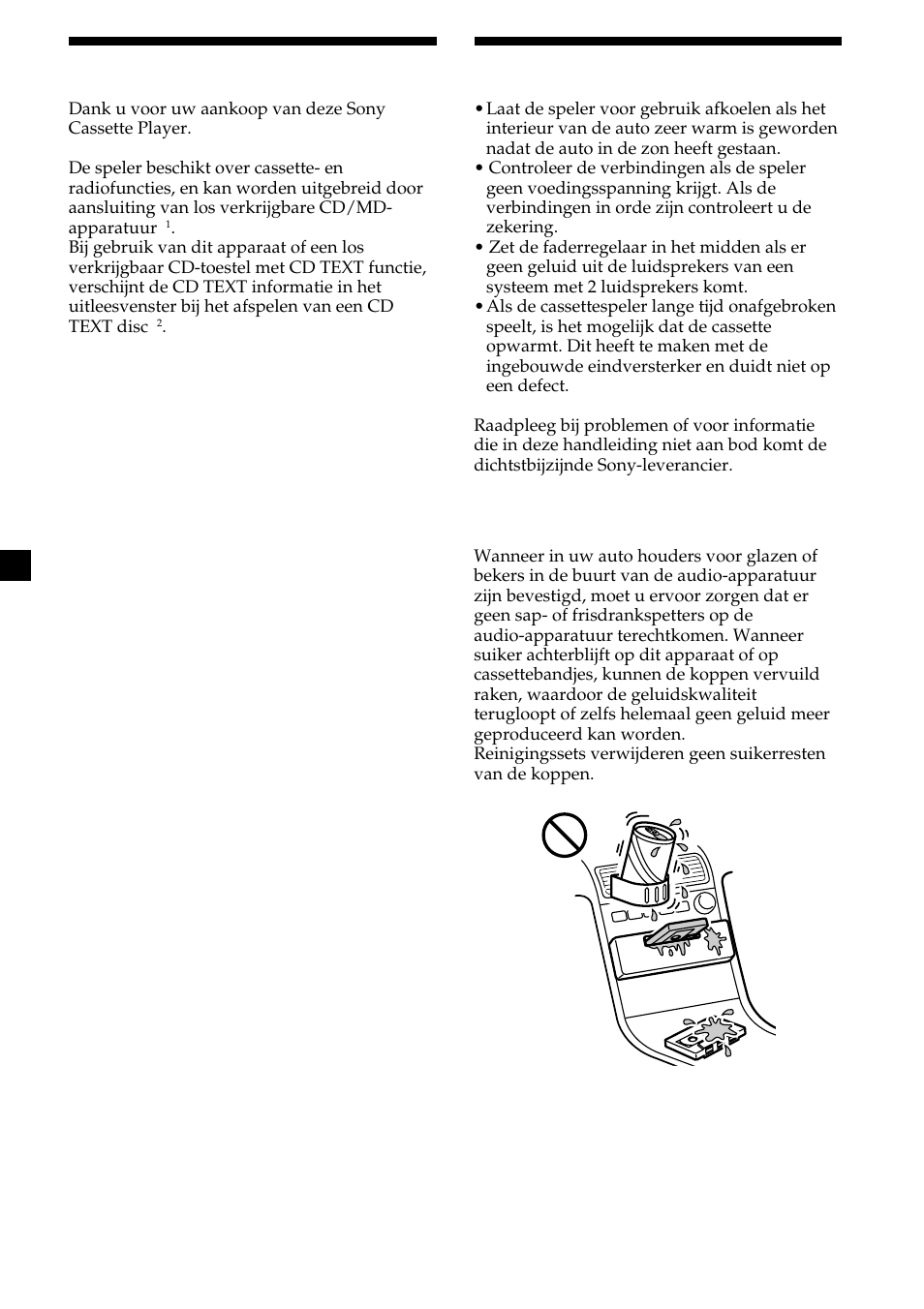 2welkom, Voorzorgsmaatregelen | Sony XR-CA370X User Manual | Page 90 / 112