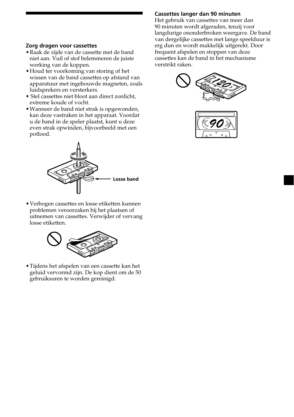 3opmerkingen over cassettes | Sony XR-CA370X User Manual | Page 91 / 112