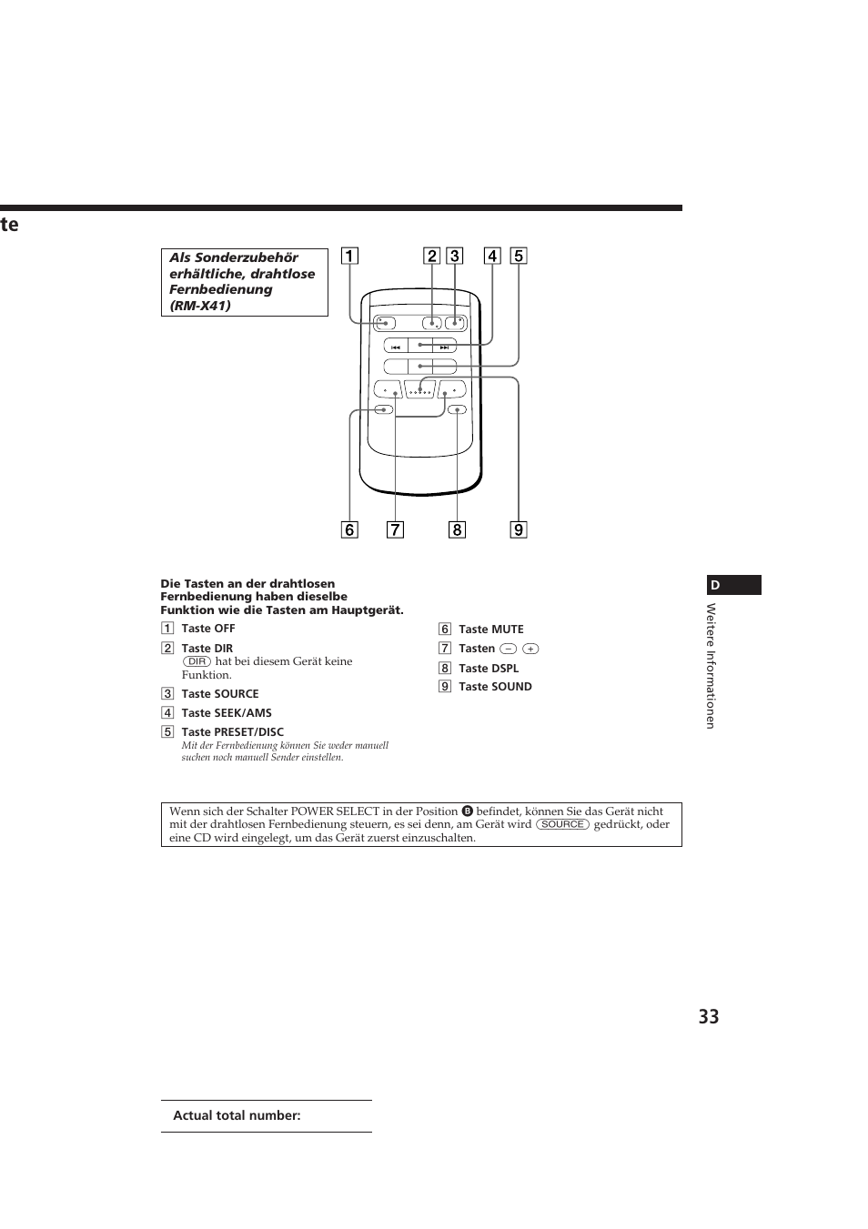 Dactual total number: sony cdx-c910rds (e,f | Sony CDX-C910RDS User Manual | Page 102 / 107