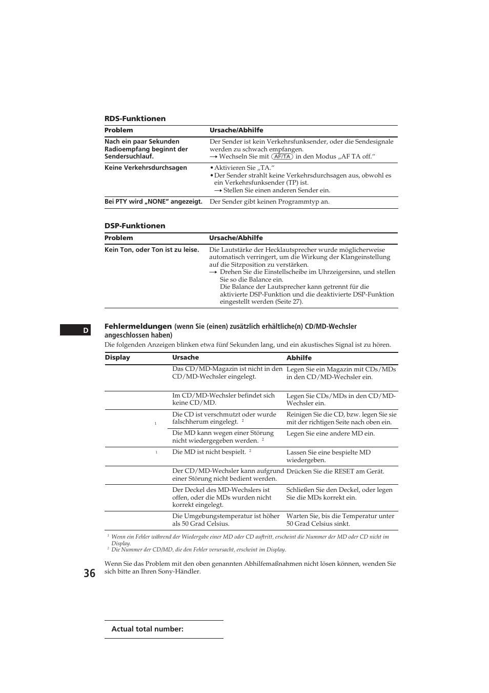 Sony CDX-C910RDS User Manual | Page 105 / 107