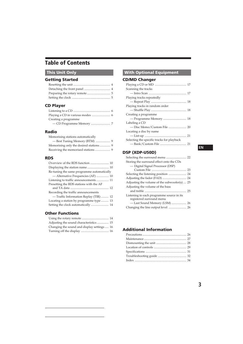 Sony CDX-C910RDS User Manual | Page 3 / 107