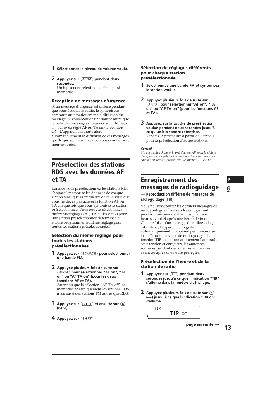 Enregistrement des messages de radioguidage | Sony CDX-C910RDS User Manual | Page 46 / 107